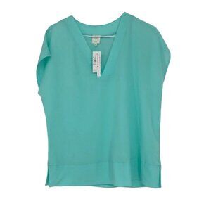 Acapella light blue semi-sheer oversized V neck blouse  Vancouver Canada S